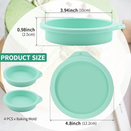 4Pcs Air Fryer Egg Mold, Silicone Egg Bites Molds for Baking Muffin Top Pan, 4'' Mini Pancake Mold Non-Stick for Baking Hamburger Bun Pan Air Fryer Accessories(COLOR:Green)
