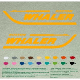 Pair 12" Boston Whaler Compatible Replacement Decals *Golden Yellow* Vinyl Stickers Boat Outboard Motor Set of 2