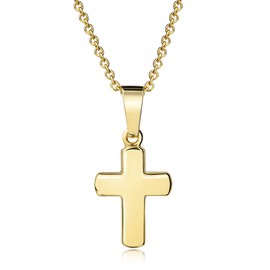 Xaana AMZ0563 Children's Pendant Cross Shiny 12 mm with Chain 36/38 cm Gold-Plated 925 Sterling Silver, Sterling Silver