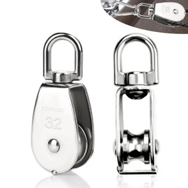 SWTYExt Pulley Small Pack of 2 Pulley Pulley 32 mm M32 for Ropes Load Capacity 250 kg Stainless Steel 304 Rope Pulley Fitness with Ball Bearing for Ropes up to 12 mm Diameter