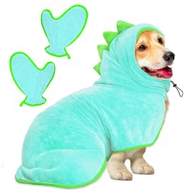 Bibykivn Bathrobe for Dogs, Microfibre Dog Bathrobe, Adjustable Collar with Velcro Closure, Quick Drying, Bath Towel for Large, Medium, Small Dogs/Cats (Blue, M)