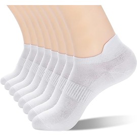 8 Pares Calcetines Deportivos para Hombre y Mujer,Calcetas Deportivas Algodon Transpirables,Calcetines bajos antideslizantes duraderos (MX/US, Alfa, Grande, Regular, Regular, Blanco)