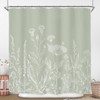 Riyidecor Sage Green Floral Wildflower Shower Curtain for Bathroom Decor