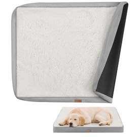 Tivray Plush Dog Bed Cover, Replacement Dogs Bed Covers with 3-Sided Continuous Zipper and Soft Plush, Impermeable Removable Large Dog Bed Cover Mattress Protector, 44x32x3 inch - XL, Cover Only White