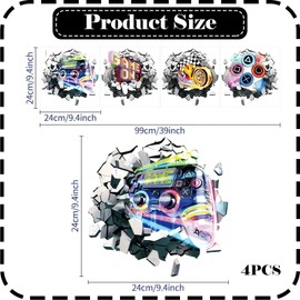 4PCS 3D Gaming Wall Stickers,E-Sports Room Wall Decorations,Video Gaming Joystick Wall Stickers,Gamer Controller Gaming Peel Wall Decals,Teenagers Boy Bedroom Playroom Wall Decor