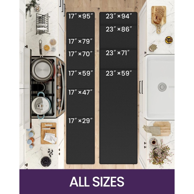 DEXI Kitchen Floor Mats Cushioned Anti Fatigue,17x59, Standing Runner Rug