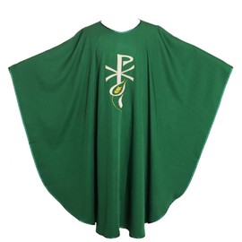 BLESSUME Green Priest Chasuble Embroidered Catholic Church No Collared Vestments