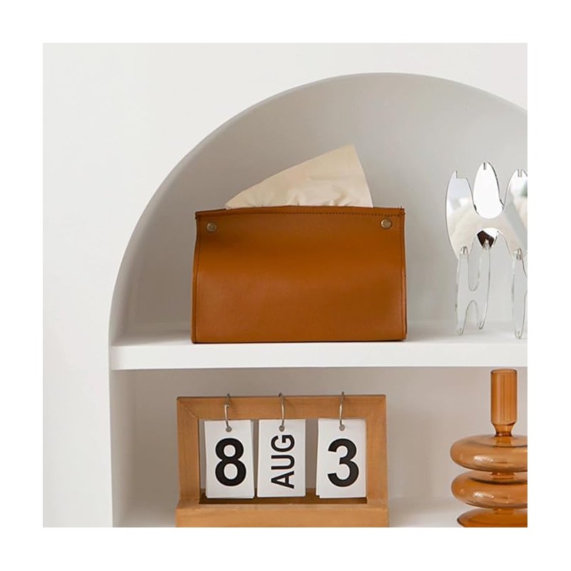 Tissue Box Cover, Refined Modern PU Leather Tissue Box Holder