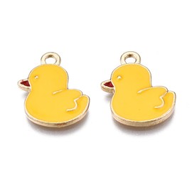 KitBeads 10pcs Enamel Yellow Duck Charms Mini Bird Animal Charms Kawaii Baby Duck Charms for Jewelry Making Bracekets Earrings Bulk