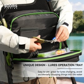 Booms Fishing Tackle Storage Bag - IB1 Fishing Gear Bag with Lures Operation Tray - Fishing Backpack for Saltwater or Freshwater Fly Fishing Sling Bag - Fishing Gift for Men