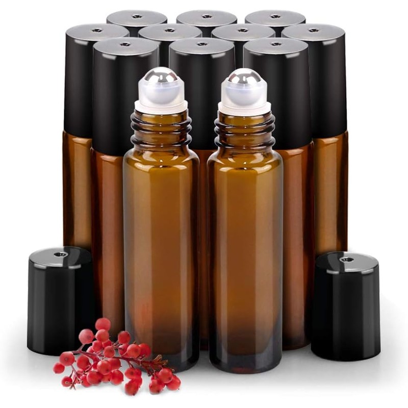 sungwoo 12 Pack Essential Oil Roller Bottles Stainless Steel, 10ml