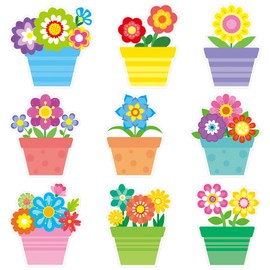 45 Pcs Springtime Flower Cutouts Flower Craft Cutouts Floral Note Cards for Spring Bulletin Board Springtime Classroom Wall Spring Tea Party Decoration
