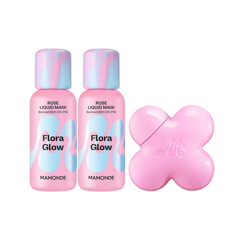 Mamonde 마몽드 플로라글로우 로즈리퀴드마스크80ml 2개+로즈틴티드선세럼35ml 촉촉한피부 Mamonde Floraglow Rose Liquid