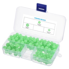 PATIKIL 6/8/10mm Glow Fishing Beads Assortment, 220Pcs Soft Plastic Round Rubber Luminous Fishing Bait Eggs Rig Bead Tackle Lures Accessories with Storage Box