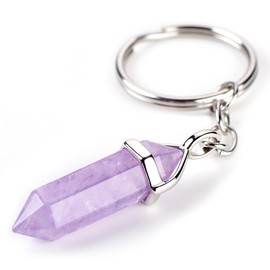 LAVISA Gemstone Keyring - Lucky Charm - Crystal - Healing Stone - Natural Stone Pendant - Handmade, Stainless steel