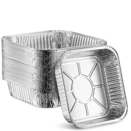 MontoPack - Sartenes cuadrados de aluminio desechables de 8 pulgadas para hornear, 8 x 8 pulgadas para asar, horno tostador, preparación de comidas, asar, llevar | Paquete de 20 (8 x 8 pulgadas sin