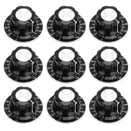 5Pcs Potentiometer Knobs 6mm, Knurled Control Knob With Digital Dial Scale Plate A03 Potentiometer Cap Rotary Screw Knob, for Volume Control Electronic Audio (Black)