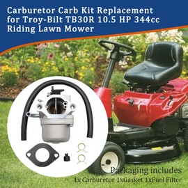 Carburetor Carb Kit Replacement for Troy-Bilt TB30R 10.5 HP 344cc Riding Lawn Mower Compatible with 13CC26JD011