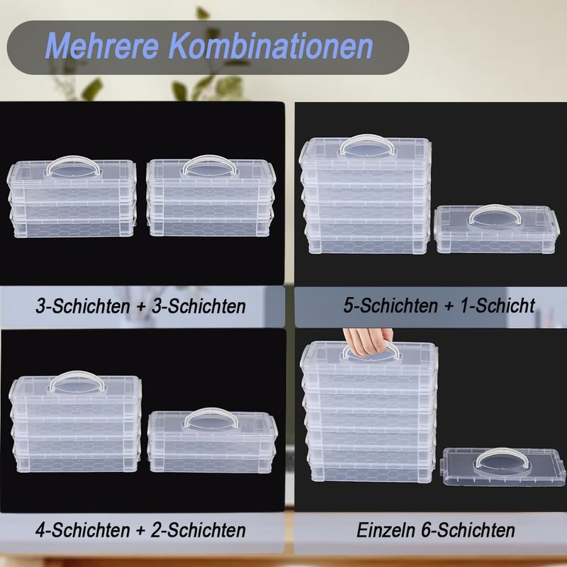 Exquilnova 2PCS 3 Tier Clear Pencil Case,Stackable Pencil Box with