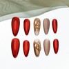 Sun&Beam Nails Handmade Nail Tip, Long, Almond, Red, Brown, Brown,