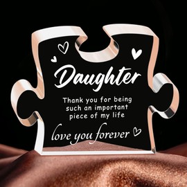 Daughter Gifts from Mom - Engraved Acrylic Block Puzzle, Best Daughter Gifts, Mothers Day Wedding Graduation Christmas Birthday Present, Desktop Decoration