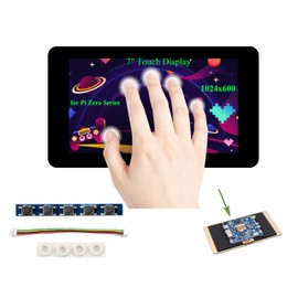 7inch Capacitive Touch Display Kit Compatible with RPi Zero 2W/Pi Zero W/Pi Zero, 1024x600 Pixel, IPS Display, Onboard ETH/USB HUB, Adapting RJ45 and USB Port as All-in-One Mini Computer