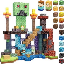 Mine World Theme Building Blocks, 190pcs Creative Sensory Building Cubes for Fine Motor Skills, Creative Building Toy for Gifts