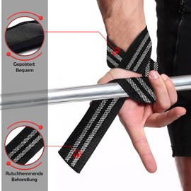 MERCURYAL Straps Gym - Powerlifting Straps - Gym Accessories - Gym Accessories - Lifting Straps - Deadlift (Black & Grey)