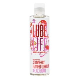 Lube Life Strawberry Flavored Lubricant 240ml - Sabor - Compatible - Acuosa, No Mancha, Juguetes - Hecho en USA                                       
