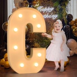 3FT Marquee Light Up Letters, Large Marquee Letters C for Party Decorations, Big Baby Letters for Baby Shower Birthday Party Decor Wedding Engagement, Mosaic Letters for Balloons Pre-Cut DIY Foamboard