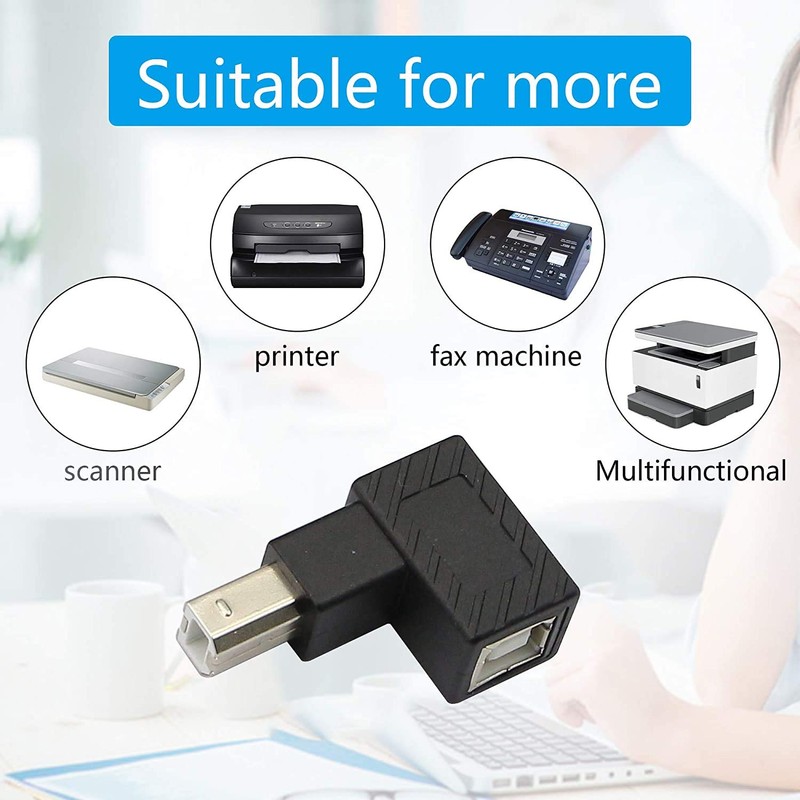 Traovien 90 Degree USB B Printer Adapter, 2 Pack USB