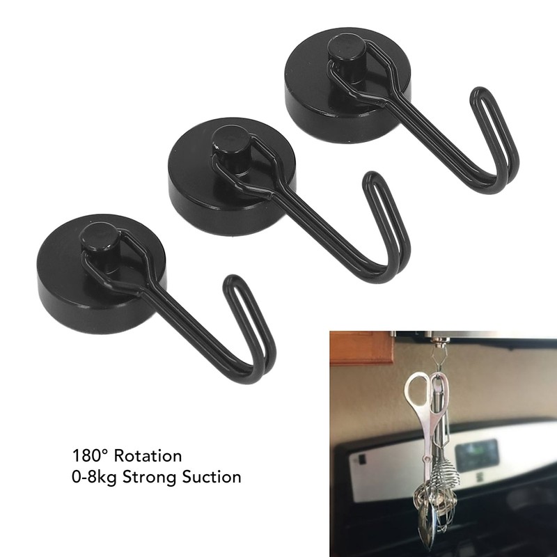6Pcs Magnetic Hook 180° Rotation 0‑8kg Strong Neodymium Magnet for