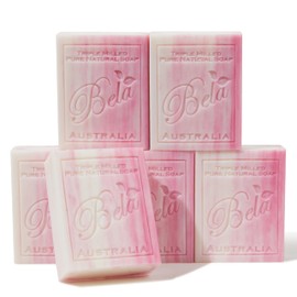 BELA, Pomegranate, Natural Ingredient Soap Bars, Triple-French Milled Moisturizing Natural Soap Bars Gift Sulfate-Free (93g) 3.3 oz each - 6 Pack