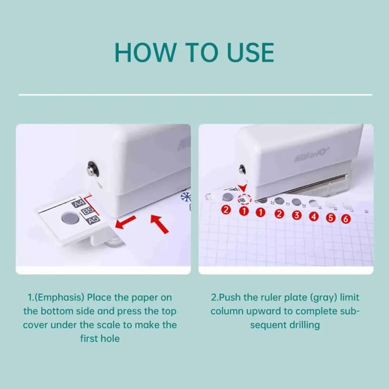 Perforadora De Papel Blanca, Capacidad Suelta De 6 A 3