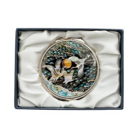 February Mountain Mother of Pearl Dual Magnification Compact Mirror – Gifts for Women, Mom, and Sister – Unique Birthday, Christmas Idea – Elegant and Travel-Friendly