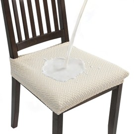 Waterproof Dining Chair Covers Set of 4, Stretch Kitchen Seat Covers, Beige