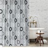 Tropik Home Grey Rings Fabric Shower Curtain Extra Long, Wide