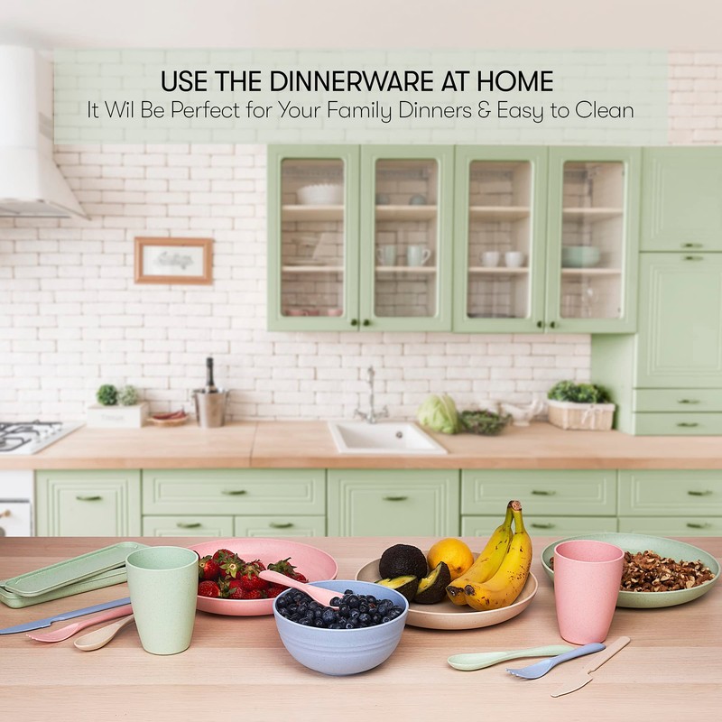 Wheat Straw Dinnerware Sets | Unbreakable Dinnerware Sets | Dishwasher