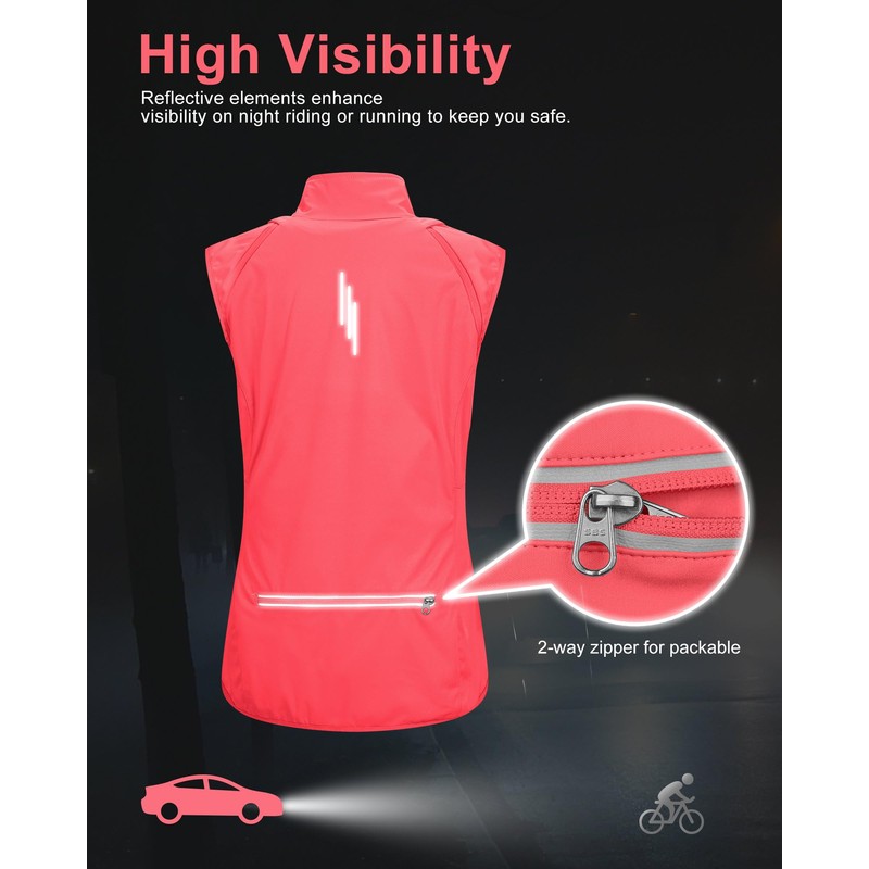 33,000ft Giacca da ciclismo da donna con maniche staccabili(Rosa,L)