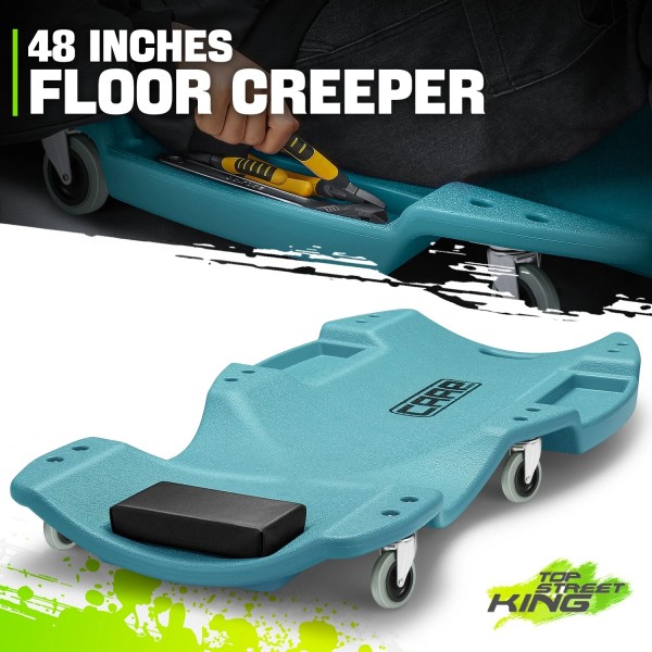 CAAP DRIVEN 48" Sky Blue Low-Profile Roller Mechanic Automotive Creeper