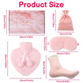 Kaisibum Wärmflasche mit Bezug Flauschig Socken Damen und Schlafmaske 1L Wärmeflasche Handwärmer für Erwachsene&Kinder Geburtstag Geschenk für Frauen Mama Freundin Lehrer Mädchen