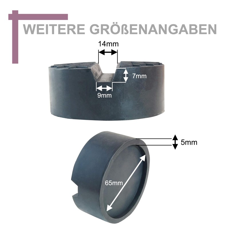 75 x 30 mm rubber pad with V-groove, waffle surface