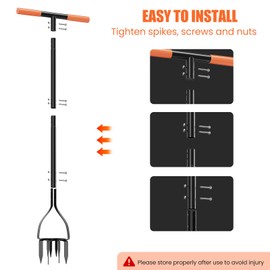 Luvenia Hand Tiller Garden Tools,Garden Tiller Cultivator with Non-Slip Handle Wide Footrest and 8 Steel Teeth,Lawn Aerator Tool for Weeding, Planting Aerating, Mixing Soil