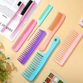 8 PCS Hair Combs for Women Men,Slick Back Hair Brush,Edge Brush,Wide Tooth Comb,Rat Tail Comb for Hair Styling