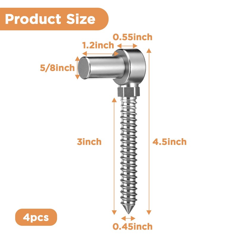 4 Pcs Stainless Steel Gate Hinges for Farm Wooden Fences,