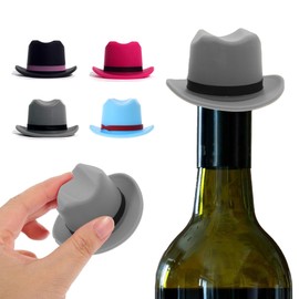 Cowboy Hat Silicone Wine Stopper -Wine Accessories Gifts for Adults-Fun Wine Corks Gifts for Mothers&Fathers Day, Grey