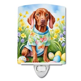 Caroline's Treasures Vizsla Easter Egg Hunt Ceramic Night Light Compact, UL-Certified, Ideal for Bedroom, Bathroom, Nursery, Hallway, Kitchen, 6x4x3, Multicolor