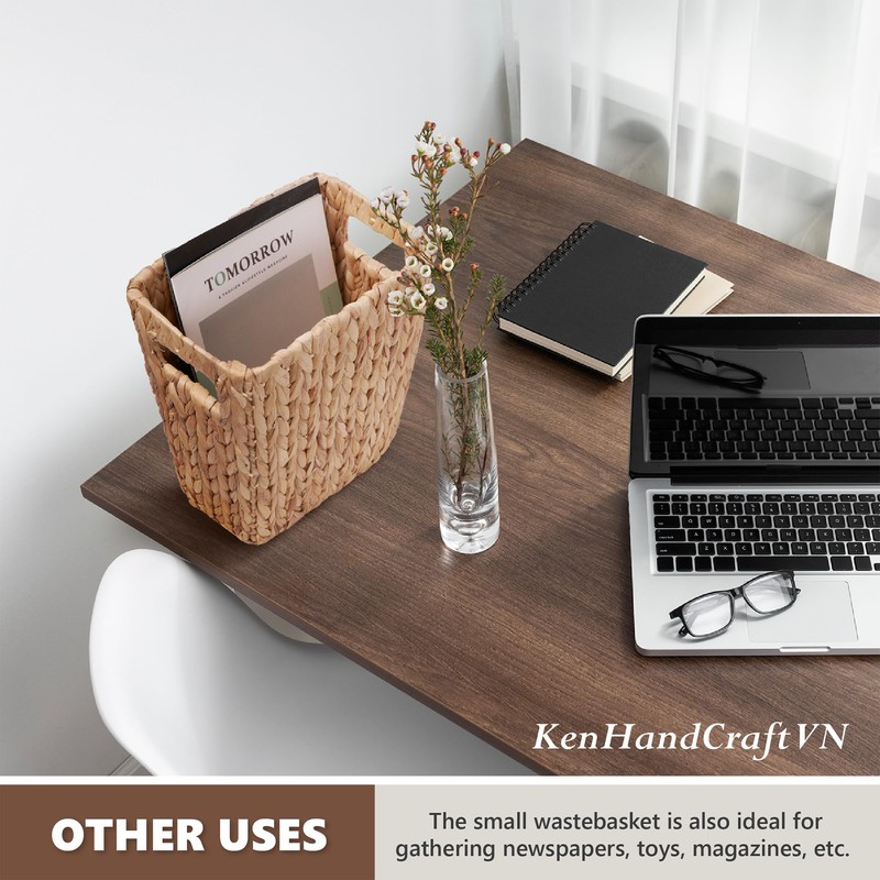 Wicker Trash Can Bathroom, Wicker Bathroom Trash Can with Built-in