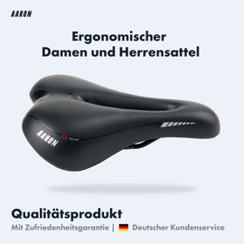 Aaron trekking bicycle saddle, gel bicycle saddle, ergonomic and comfortable, bicycle seat for men and women, black bicycle saddle for trekking bike, mountain bike, touring bike, E-bike.