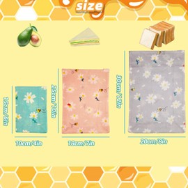 4 Pack Reusable Beeswax Food Bags Beeswax Packaging Bags Bread Bags Snack Bags Vegetable Storage Bags Sustainable Biodegradable Food Storage